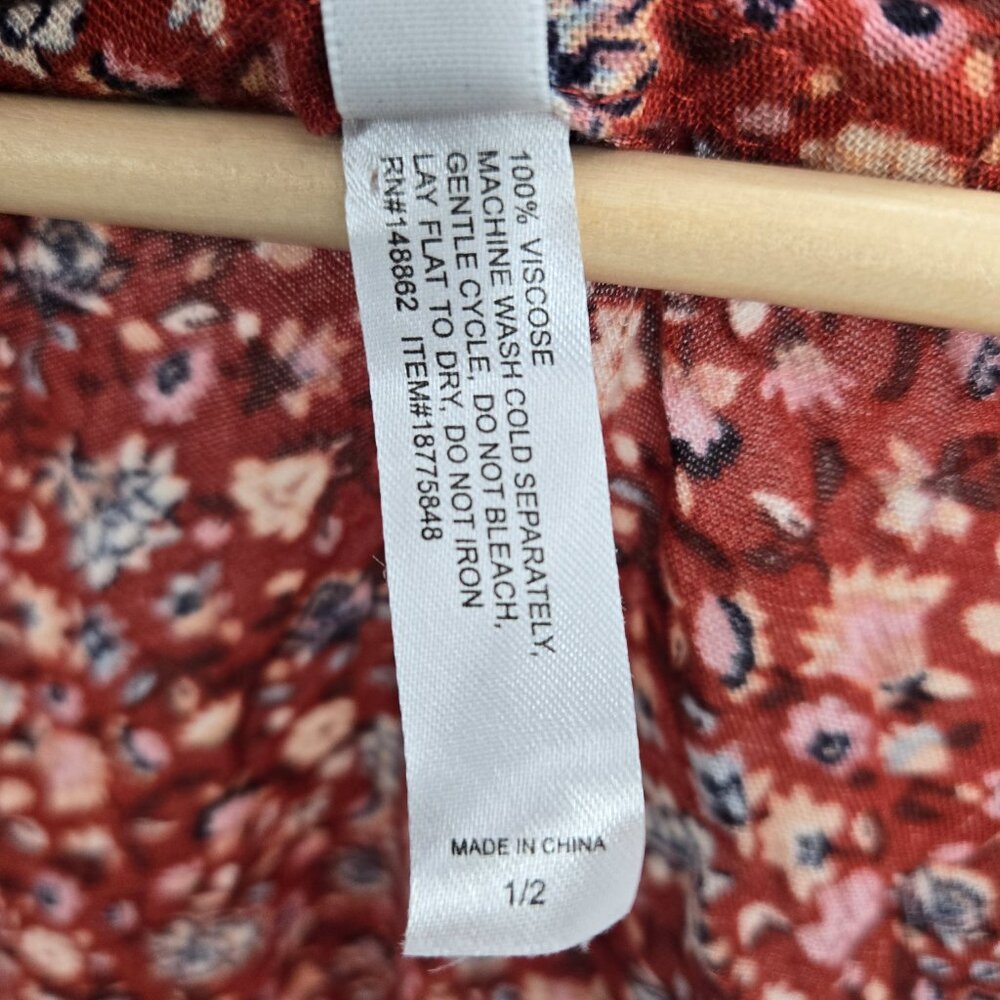 Torrid Red Floral Open Viscose Open Ruana Kimono Boho Cardigan Size 1x/2x - Picture 4 of 15